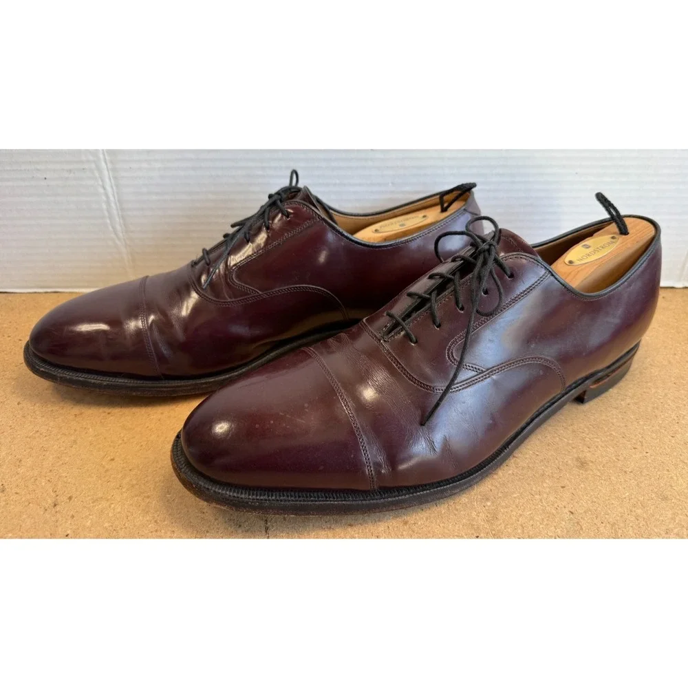 Johnston‎ & Murphy Men's Burgundy Leather Cap Toe Oxfords 12 D/B 24-93120